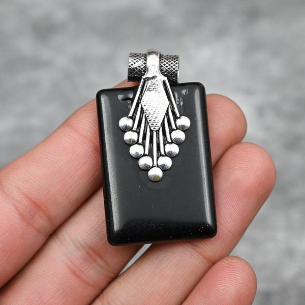 Black Onyx Pendant 925 Sterling Silver Pendant Black Onyx Gemstone Pendant Jewelry Handmade Silver Black Onyx Jewelry Gift For Her Mother