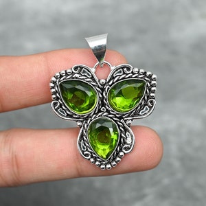 Peridot Pendant 925 Sterling Silver Pendant Peridot Gemstone Pendant Necklace Handmade Silver Jewelry Peridot Jewelry Gift For Her Mother
