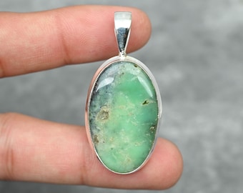 Lemon Chrysoprase Pendant 925 Sterling Silver Pendant Lemon Chrysoprase Gemstone Pendant Handmade Jewelry Chrysoprase Jewelry Gift For Her