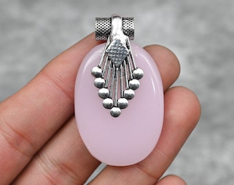 Pendentif Argent Sterling 925 Fait Main - Quartz Fumé Brun - Chaîne Maille Curb - Inde