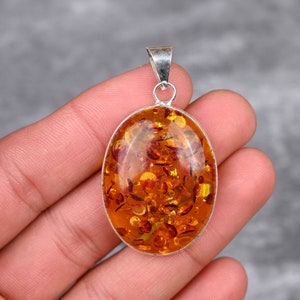 Baltic Amber Pendant 925 Sterling Silver Pendant Baltic Amber Gemstone Pendant Handmade Silver Baltic Amber Jewelry Gift For Her Mother