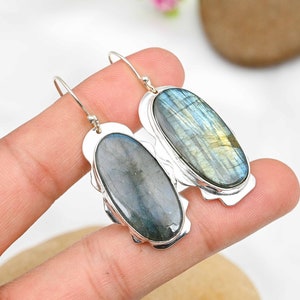 Labradorite Earrings 925 Sterling Silver Earrings Labradorite Gemstone Earrings Handmade Earrings Labradorite Jewelry Christmas Gift For Her