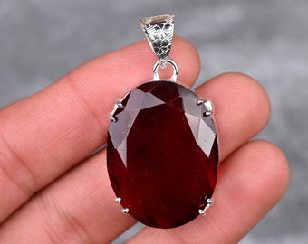 Garnet Pendant 925 Sterling Silver Pendant Garnet Gemstone Pendant Jewelry Handmade Garnet Jewelry Gift For Her Mother Pendant For Necklace