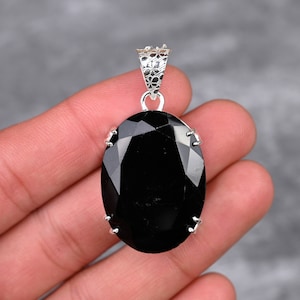 Black Onyx Pendant 925 Sterling Silver Pendant Black Onyx Gemstone Pendant Jewelry Handmade Silver Black Onyx Jewelry Gift For Her Mother