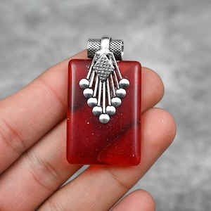 Roter Onyx Anhänger 925 Sterling Silber Anhänger Halskette Roter Onyx Edelstein-Anhänger Schmuck Handgemachter Anhänger Roter Onyx Schmuck Geschenk für Sie