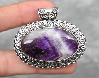 Sage Amethyst Pendant 925 Sterling Silver Pendant Necklace Amethyst Gemstone Pendant Jewelry Handmade Pendant Amethyst Jewelry Gift For Her