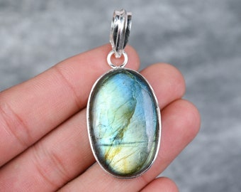 Pendentif Labradorite Pendentif en argent sterling 925 Pendentif en pierre précieuse Labradorite pour collier Bijoux faits à la main Bijoux Labradorite Cadeau pour elle