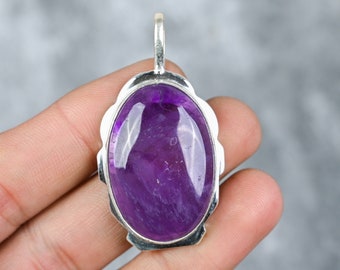 Amethyst Pendant 925 Sterling Silver Pendant Amethyst Gemstone Pendant Handmade Pendant Silver Jewelry Amethyst Jewelry Gift for Her Mother