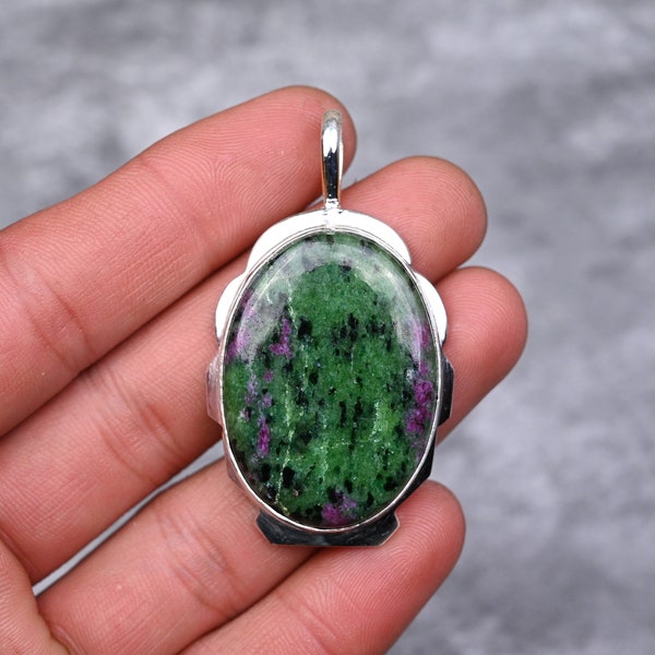 Ruby Zoisite Pendant 925 Sterling Silver Pendant Ruby Zoisite Gemstone Pendant Handmade Silver Jewelry Ruby Zoisite Jewelry Gift For Her