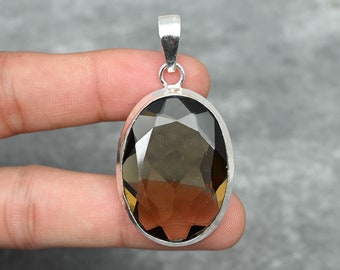 Smoky Topaz Pendant 925 Sterling Silver Pendant Necklace Smoky Topaz Gemstone Handmade Pendant Jewelry Smoky Topaz Jewelry Gift For Her