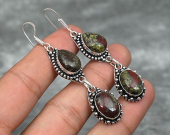 Dragon Blood Jasper Earrings 925 Sterling Silver Earrings Dragon Blood Jasper Gemstone Earrings Dragon Blood Jewelry Christmas Gift For Her