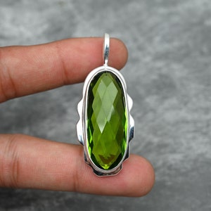Peridot Pendant 925 Sterling Silver Pendant Peridot Gemstone Pendant Handmade Pendant Silver Jewelry Peridot Jewelry Gift For Her Mother
