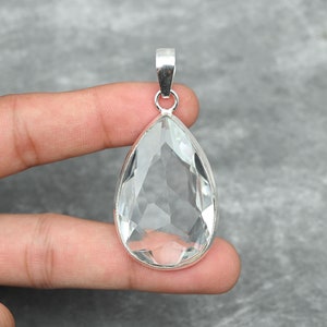 White Topaz Pendant 925 Sterling Silver Pendant Necklace White Topaz Gemstone Handmade Pendant Jewelry White Topaz Jewelry Gift For Her