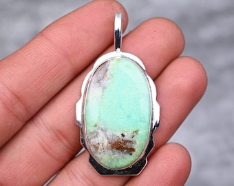 Lemon Chrysoprase Pendant 925 Sterling Silver Pendant Lemon Chrysoprase Gemstone Pendant Handmade Silver Chrysoprase Jewelry Gift For Her