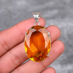 Honey Topaz Pendant 925 Sterling Silver Pendant Necklace Honey Topaz Gemstone Handmade Pendant Jewelry Honey Topaz Jewelry Gift For Her