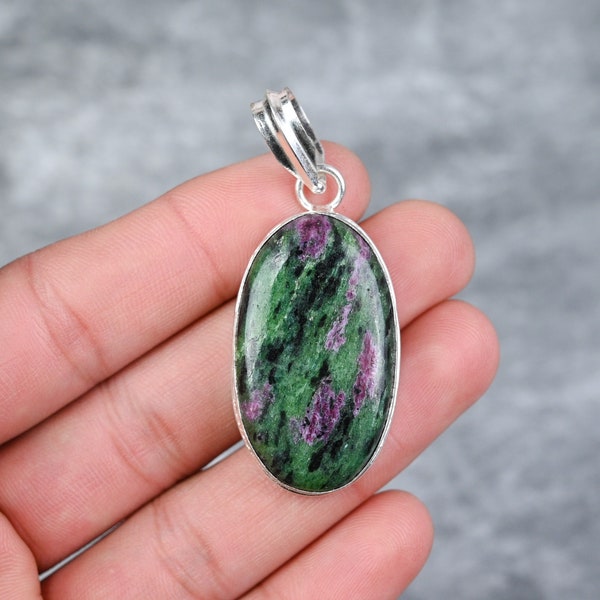 Ruby Zoisite Pendant 925 Sterling Silver Pendant Ruby Zoisite Gemstone Pendant Handmade Jewelry Ruby Zoisite Jewelry Gift For Her Mother