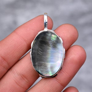 Black Mother Of Pearl Pendant 925 Sterling Silver Pendant Mother Of Pearl Gemstone Pendant Handmade Silver Pearl Jewelry Gift For Her Mother