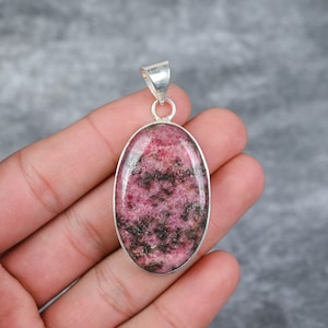 Rhodonite Pendant 925 Sterling Silver Pendant Rhodonite Gemstone Pendant Handmade Silver Jewelry Rhodonite Jewelry Gift For Her Mother