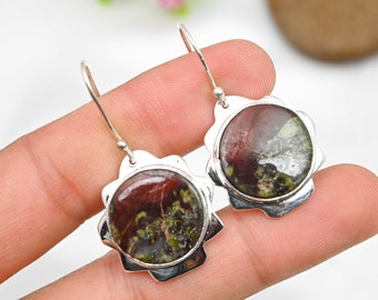 Dragon Blood Jasper Earrings 925 Sterling Silver Earrings Dragon Blood Jasper Gemstone Earrings Dragon Blood Jewelry Christmas Gift For Her