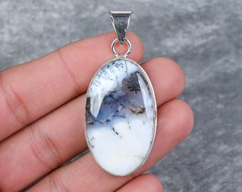 Dendrite Opal Pendant 925 Sterling Silver Pendant Dendrite Opal Gemstone Pendant Handmade Jewelry Dendrite Opal Jewelry Gift For Her Mother