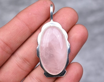 Rosenkvartshänge 925 sterlingsilverhänge Rosenkvarts ädelstenshänge Handgjorda silversmycken Rosenkvartssmycken Gåva till hennes mamma