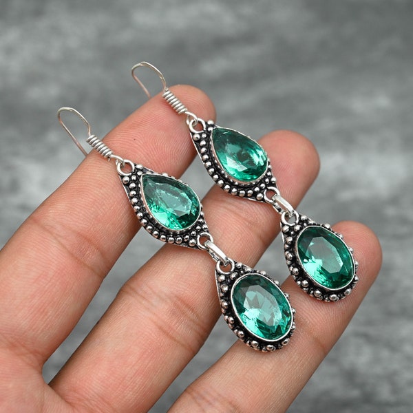 Aqua Apatite Earrings 925 Sterling Silver Earrings Apatite Gemstone Earrings Handmade Earrings Apatite Jewelry Christmas Gift For Her Mother