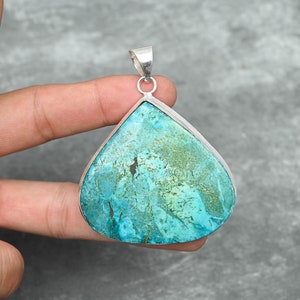 Chrysokoll Anhänger 925 Sterling Silber Anhänger Chrysokoll Edelstein Anhänger Schmuck Handgemachter Schmuck Chrysokoll Schmuck für Geschenk für sie