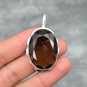 Smoky Topaz Pendant 925 Sterling Silver Pendant Necklace Smoky Topaz Gemstone Handmade Pendant Jewelry Smoky Topaz Jewelry Gift For Her