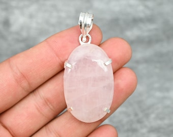 Rosenquarz Anhänger 925 Sterling Silber Anhänger Rosenquarz Edelstein Anhänger Handgemacht Silber Schmuck Rosenquarz Schmuck Geschenk Für Ihre Mutter
