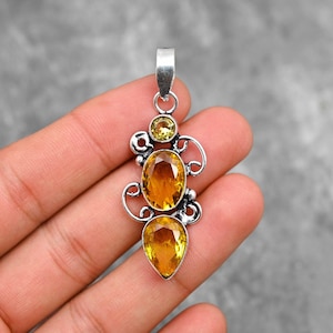 Citrine Pendant 925 Sterling Silver Pendant Necklace Citrine Gemstone Pendant Handmade Jewelry Citrine Jewelry Christmas Gift For Her Mother