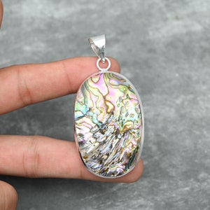 Abalone Shell Pendant 925 Sterling Silver Pendant Abalone Shell Gemstone Pendant Handmade Jewelry Abalone Shell Jewelry Gift For Her Mother