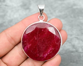 カシミールレッドルビーペンダント925スターリングシルバーペンダント