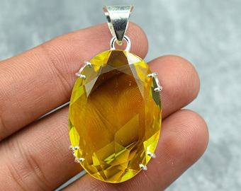 Citrine Pendant 925 Sterling Silver Pendant Citrine Gemstone Pendant Jewelry Handmade Citrine Jewelry Gift For Her Pendant For Necklace