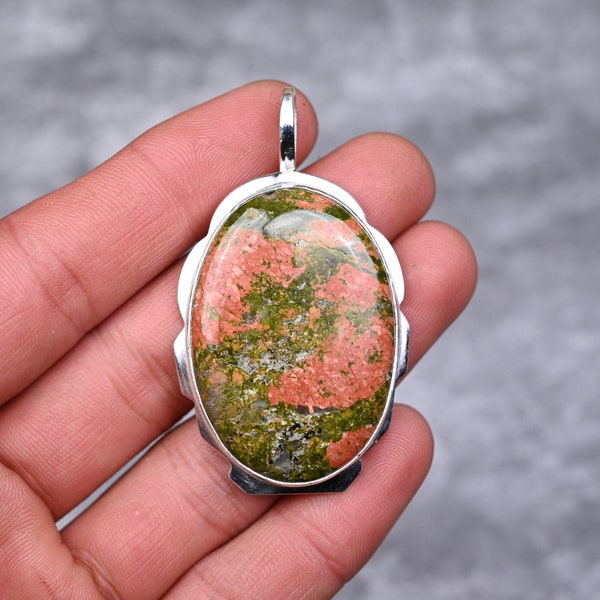 Unakite Pendant 925 Sterling Silver Pendant Jewelry Unakite Gemstone Pendant Necklace Handmade Silver Unakite Jewelry for Gift For Her