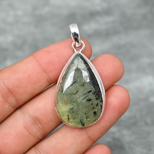 Prehnite Pendant 925 Sterling Silver Pendant Prehnite Gemstone Pendant Necklace Handmade Jewelry Prehnite Jewelry for Gift For Her Mother