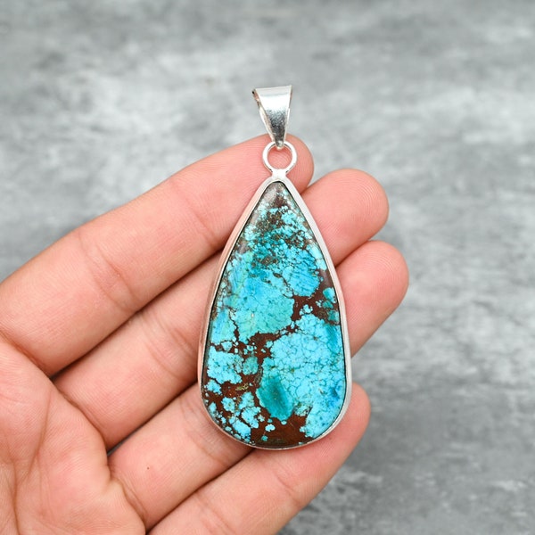 Turquoise Pendant 925 Sterling Silver Pendant Turquoise Gemstone Pendant Handmade Silver Jewelry Turquoise Jewelry Gift For Her Mother