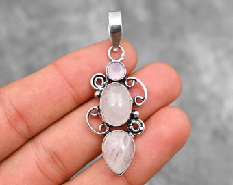 Pendentif en argent sterling 925 avec pierre précieuse pour femme – Pendentif fait à la main pour femme, Gemme Pierre naturelle Pierre précieuse, Améthyste