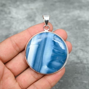 Colgante Owyhee de ópalo en plata de ley 925, collar de piedras preciosas hecho a mano, joyería llamativa estilo boho, colgante de ópalo azul, regalo para ella o para mamá.