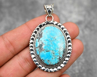 Turquoise Pendant 925 Sterling Silver Pendant Turquoise Gemstone Pendant Handmade Silver Jewelry Turquoise Jewelry Gift For Her Mother