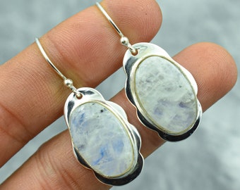Moonstone Earrings 925 Sterling Silver Earrings Moonstone Gemstone Earrings Jewelry Handmade Earrings Moonstone Jewelry Gift For Her Mother