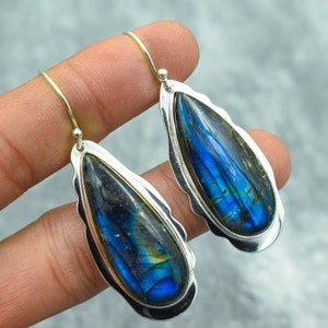 Labradorite Earrings 925 Sterling Silver Earrings Labradorite Gemstone Earrings Jewelry Handmade Earrings Labradorite Jewelry Gift For Her