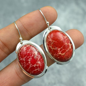 Rote Meeressediment Ohrringe 925 Sterling Silber Ohrringe Rote Meeressediment Edelstein Ohrringe Schmuck Handgemachte Meeressediment Schmuck Geschenk Für Sie