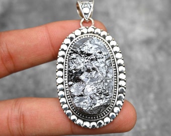 Shungite Rough Pendant 925 Sterling Silver Pendant Shungite Gemstone Pendant Handmade Pendant Silver Jewelry Shungite Jewelry Gift For Her