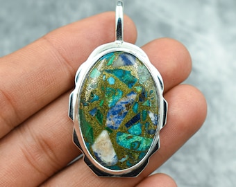 Copper Spiny Oyster Pendant 925 Sterling Silver Pendant Copper Spiny Oyster Gemstone Pendant Handmade Silver Oyster Jewelry Gift For Her