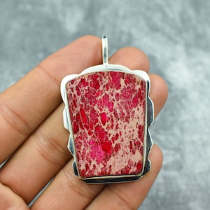 Red Sea Sediment Jasper Pendant 925 Sterling Silver Pendant Sea Sediment Gemstone Pendant Handmade Silver Sea Sediment Jewelry Gift For Her