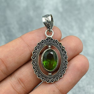 Peridot Pendant 925 Sterling Silver Pendant Peridot Gemstone Pendant Jewelry Handmade Pendant Necklace Peridot Jewelry Christmas Gifts