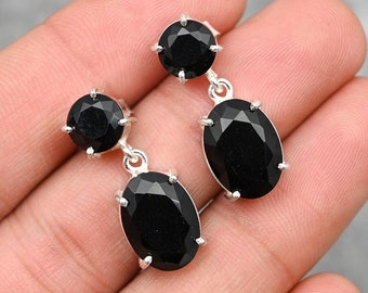 Black Onyx Earrings 925 Sterling Silver Earrings Black Onyx Gemstone Earrings Jewelry Handmade Earrings Black Onyx Jewelry Gift For Her