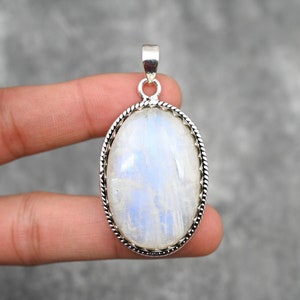 Rainbow Moonstone Pendant 925 Sterling Silver Pendant Moonstone Gemstone Pendant Handmade Silver Jewelry Moonstone Jewelry Gift For Her