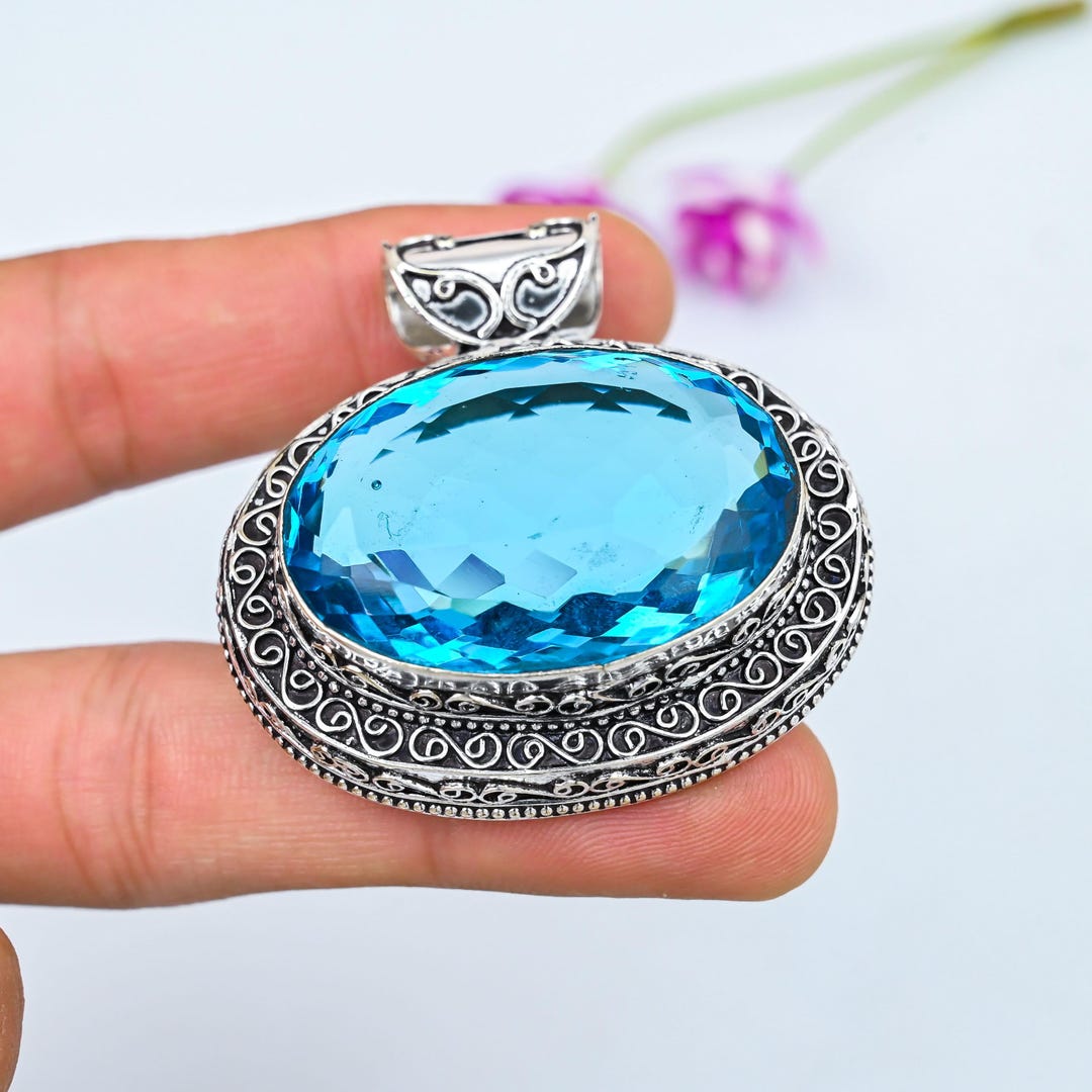 ファセットブルートパーズペンダント 925スターリングシルバー