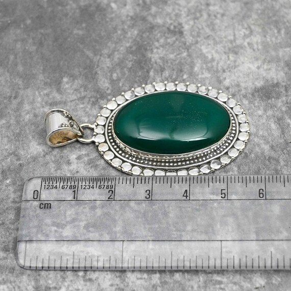 Green Jade Pendant 925 Sterling Silver Pendant Green Jade Gemstone